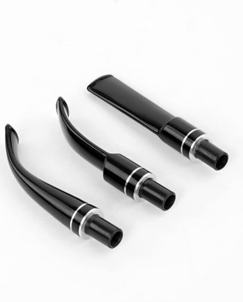 Pipe Stem Replacement Black Bent Saddle Mouthpiece Combination Double Ring Decoration Fit 9mm Carbon Filters