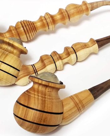 Set of 3 Wooden Tobacco Pipes Different Size 3, 5, 7 inch Long Carved Handmade Pipe